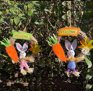 Osterhase Kranz mit Karotten Dekoration Haustür Schild Frühlingsfest Heimdekoration