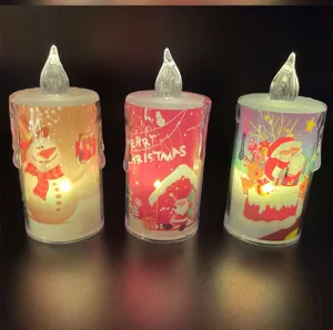 Weihnachts LED elektronische Kerzen Set mit Schneemann und Weihnachtsmann für Dekoration.