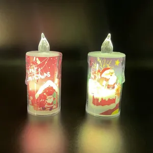 Weihnachts LED elektronische Kerzen mit Weihnachtsmann Design für festliche Partydeko.