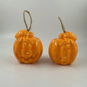 Halloween Pumpkin Lantern Hanging Ornament LED Luminous Plastic Jack-O-Lantern Light For Holiday Party Home Decor Child Gift