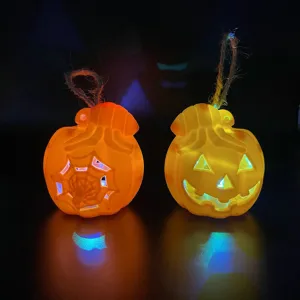 Halloween LED Pumpkin Hanging Lights Set Spooky Party Decoration Glowing Jack-O-Lantern Props