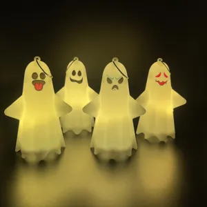 Decorazione di Halloween Lampada a Sospensione LED a Fantasma Candela Elettronica in Plastica Faccia di Fantasma per Festa Casa