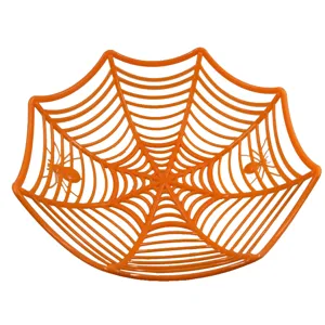 Halloween πορτοκαλί πλαστικός ιστός αράχνης φρουτιέρα καλάθι γλυκών πάρτι διακόσμηση
