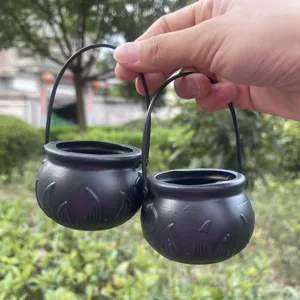 Calderone da strega nero di Halloween secchiello per caramelle portatile decorazione festa