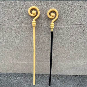 Halloween Kostüm Stab Requisite Gold Schwarz Bischofsstab Magie Zepter Detail Ansicht