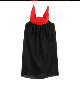 Kids Halloween black vampire cape with red stand collar devil costume party performance.