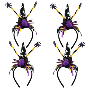 Halloween Witch Hat Headband Spider Cosplay Party Hair Hoops Cute Costume Props 4pcs