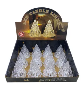 Boîte de veilleuse LED sapin cristal, lot de 12, déco lumineuse romantique mariage Noël.