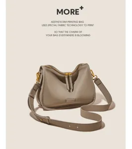 Women solid color soft leather shoulder crossbody bag stylish casual handbag with strap.