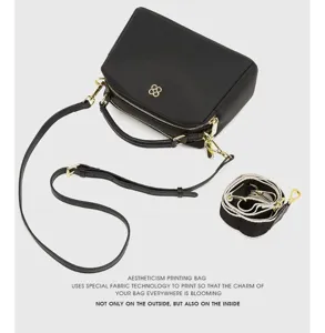 Genuine leather pillow handbag for women, stylish top-layer cowhide crossbody bag with dual straps.