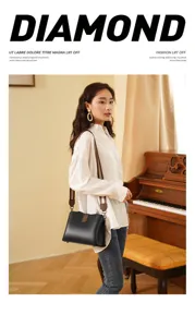 Borsa a secchiello in pelle nera da donna tracolla spalla stile elegante moda quotidiana