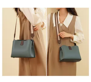 Borsa a secchiello donna tracolla in ecopelle borsa crossbody con cinghia larga casual