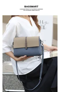 Stylish colorblock crossbody shoulder bag for women, trendy multi-compartment casual purse.