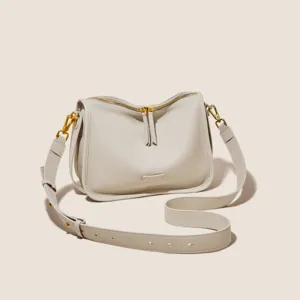 Women's soft leather solid color crossbody shoulder bag, fashionable casual handbag main
