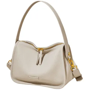 Chic solid color women shoulder bag stylish soft leather crossbody handbag for daily use