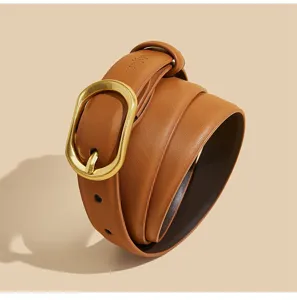 Ceinture femme cuir marron boucle ardillon alliage style simple taille quotidienne mode