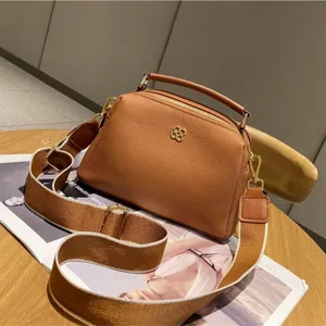 Genuine leather top handle pillow bag for women fashion casual crossbody shoulder bag