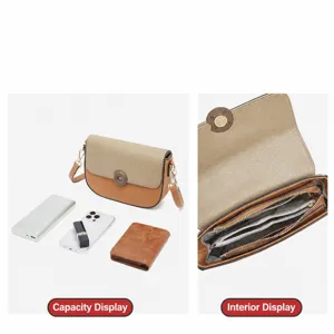 Borsa a tracolla da donna in vera pelle bicolore elegante borsa a mano casual chic mod