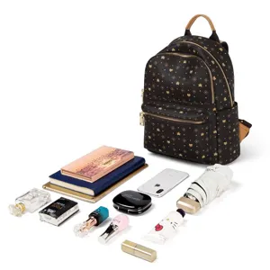 Stylish women monogram backpack with multiple daily essentials capacity casual commuter bag