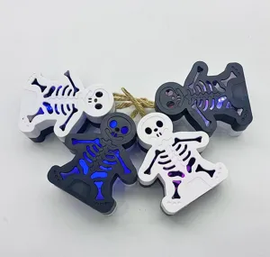 Halloween LED skeleton hanging lights spooky glowing horror party decoration props 4pcs