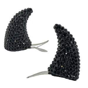 Pinzas para el Cabello con Cuernos de Diablo con Strass de Halloween Diadema de Cuerno de Buey para Fiesta Disfraz Mujer