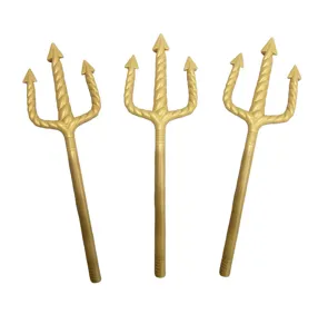 Goldener Plastik Dreizack Halloween Requisite Spielzeug Party Cosplay Teufel Waffe 3 Stk