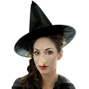 Chapeau de sorcière d'Halloween et nez prothétique ensemble d'accessoires de costume noir pointu