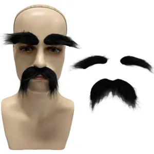 Set Divertente di Barba Finta Autoadesiva Baffi Sopracciglia per Uomo Festa di Costume Halloween Simulazione Grandi Baffi Puntelli di Spettacolo