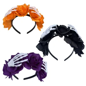 Halloween skelet hand roos haarband feest kostuum haarhoepel griezelige bloem haaraccessoires