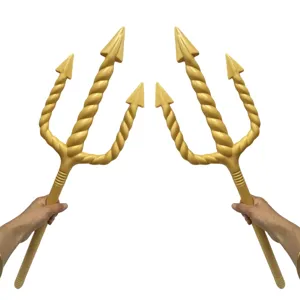 Goldener Plastik Dreizack Halloween Kostüm Requisite Waffe Cosplay Zubehör für Party