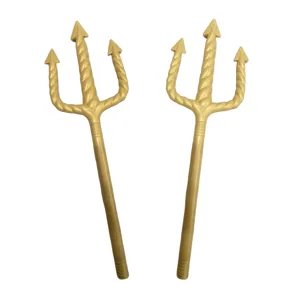 Goldener Plastik Dreizack Requisite für Halloween Kostüm, ideal für Party und Deko.