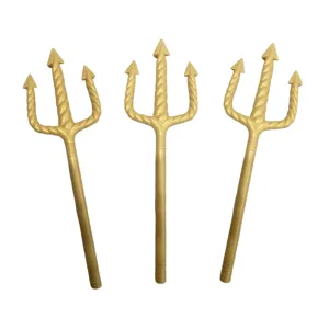 Goldener Plastik Dreizack Requisiten Set für Halloween Cosplay Kostüm Party Waffe Deko Spielzeug.