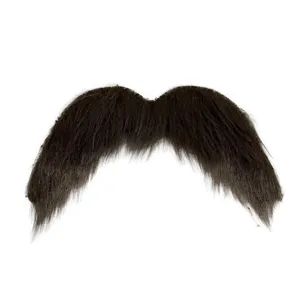 Halloween finto baffo festa divertente accessorio capelli castano scuro uomo cosplay immagine