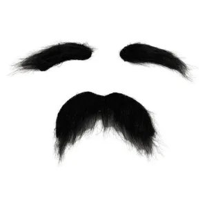 Set di barba e sopracciglia finte nere, accessorio per costume da festa di Halloween adesivo.
