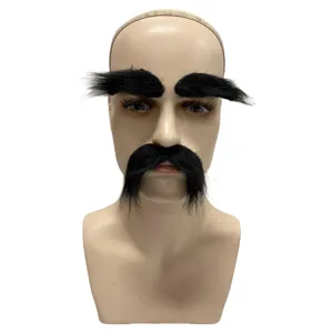 Set di finti baffi e sopracciglia neri per costume di festa di Halloween oggetti di scena