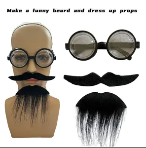 Funny party beard and round glasses dress up props set for Halloween costume events.