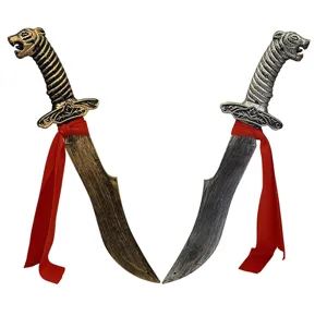 Tigerkopf Cosplay Dolch Requisiten Set Fantasie Kostüm Waffen Mit Roter Band Dekoration