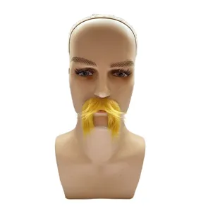 Accessoire de déguisement de barbe de perruque de fête jaune drôle pour événements