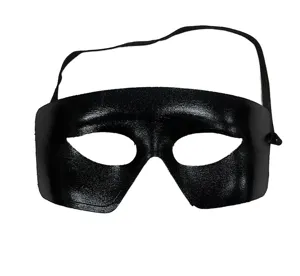 Maschera nera mezza faccia occhi per uomo festa costume accessorio vista dettaglio