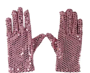 Pink sequin gloves for women adult stage performance party dancing costume accessories new