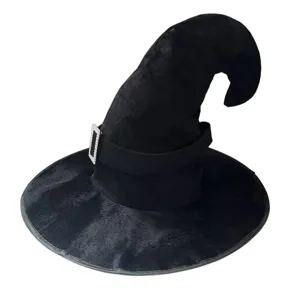 Chapeau de sorciere noir Halloween costume fete magicien chapeau pointe avec boucle de strass