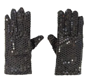 Adult black sequin gloves for stage performance, dance parties, and fashion accessories.