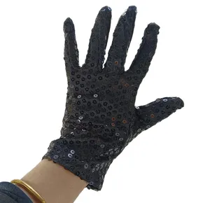 Adult black sequin gloves sparkling performance costume party dancing hand accessories