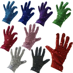 Adult colorful sequin gloves for stage performance, dancing, party, and fashion costume accessories.