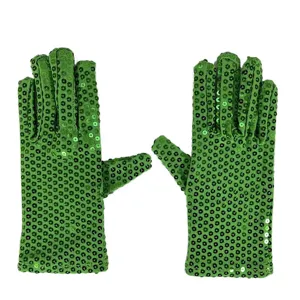 Green sequin gloves for adult stage performance, party dancing and fashion apparel accessories.