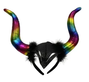 Serre-tête cornes de diable colorées pour fête Halloween cosplay spectacle accessoire drôle.