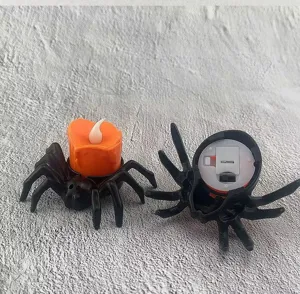 Halloween Spinne LED Kerzenlicht Detailansicht, gruselige Party Deko Requisite.