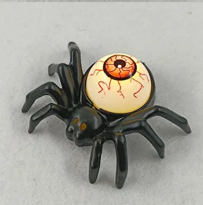 Halloween LED leuchtende Spinnen-Nachtlicht Detailansicht mit gruseligem Glühaugen-Design.