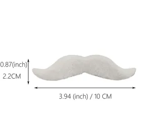 Dettaglio falso baffo in feltro bianco, 10x2.2cm, accessorio per costume da festa di Halloween.