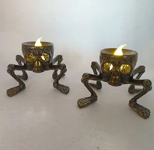 Halloween Skelett Totenkopf Füße LED Teelicht Kerzenhalter gruselige Party Dekoration